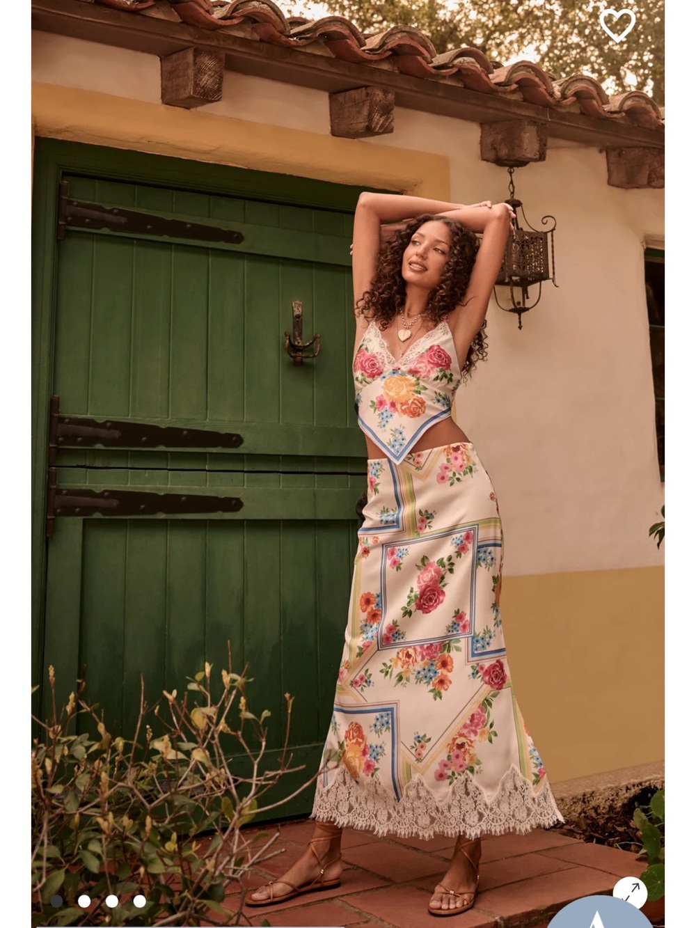 Altar'd State Bright Multi Floral Midi Skirt - Pink, Blue & Green